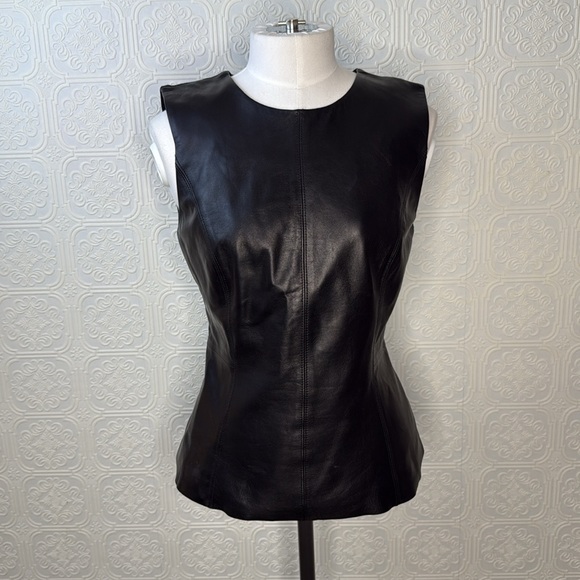 Antonio Melani | Black Leather Sleeveless Top - Picture 2 of 11